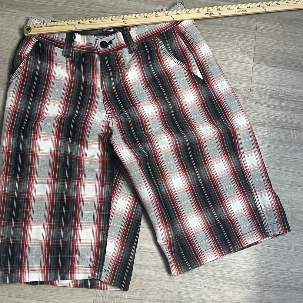 Y2K Southpole Mens Size 32 (Fits 31) Red White Plaid Baggy Shorts - Picture 5 of 7